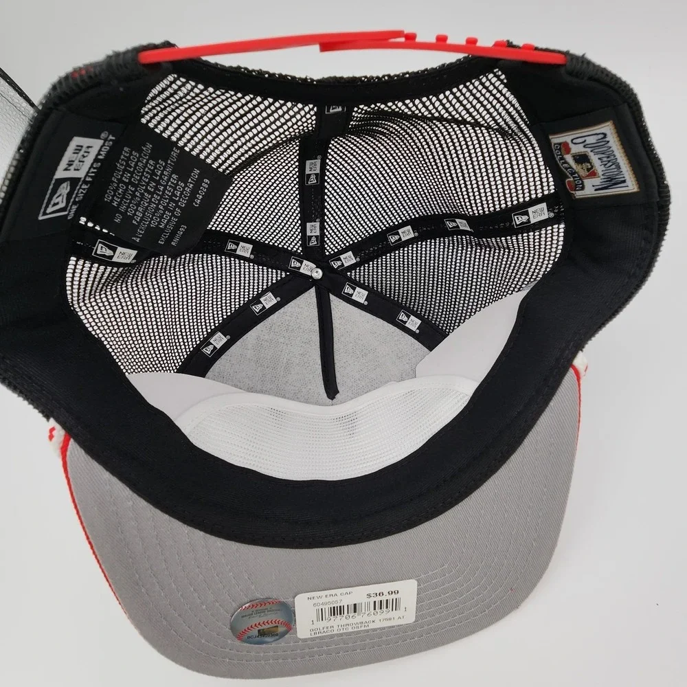 Atlanta Braves‎ Golfer Hat New Era Throwback Mesh Snapback Black Red Cap NEW